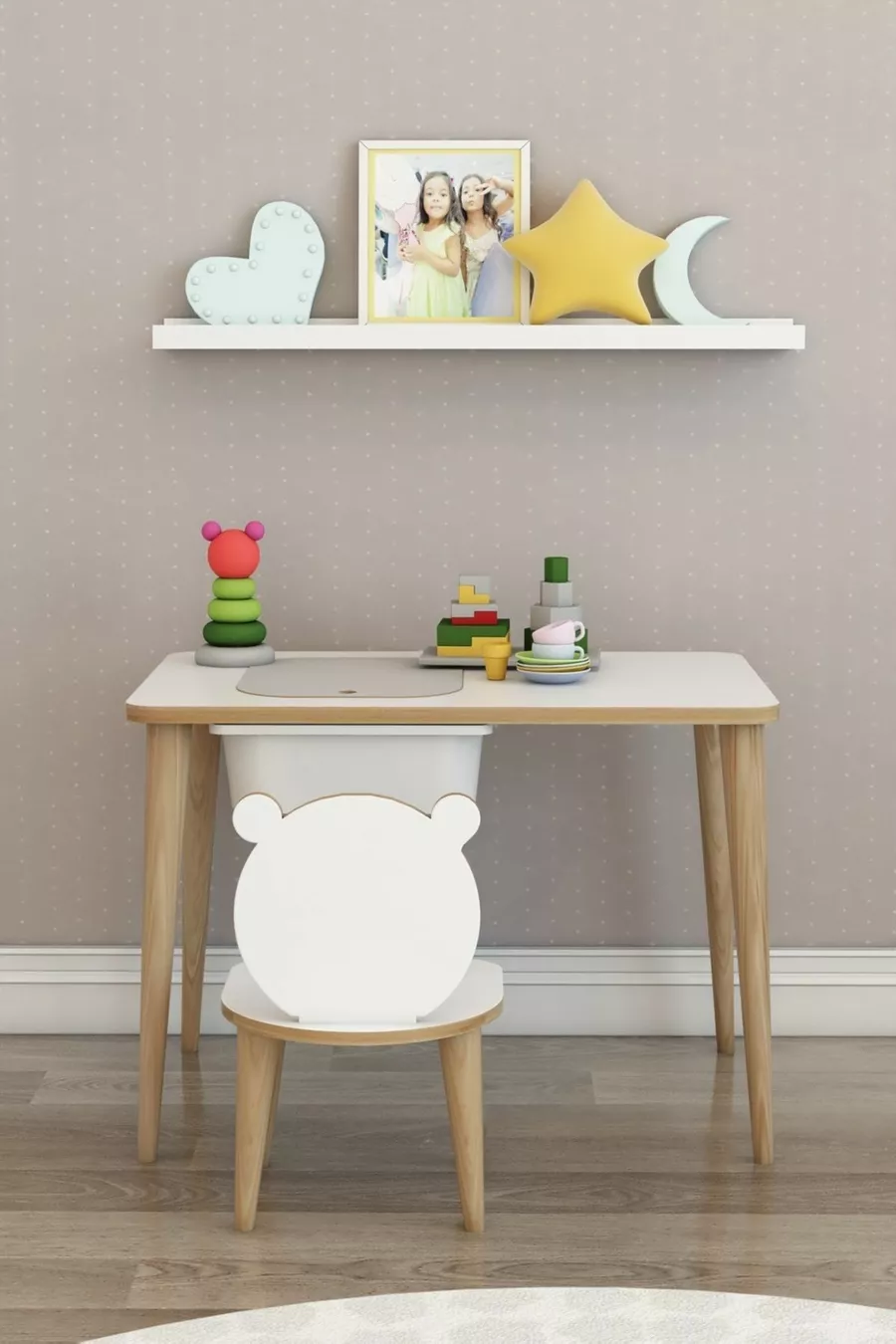 Bureau pour enfant pour le jeu et les activités, table d'été et d'hiver, table simple avec chaise