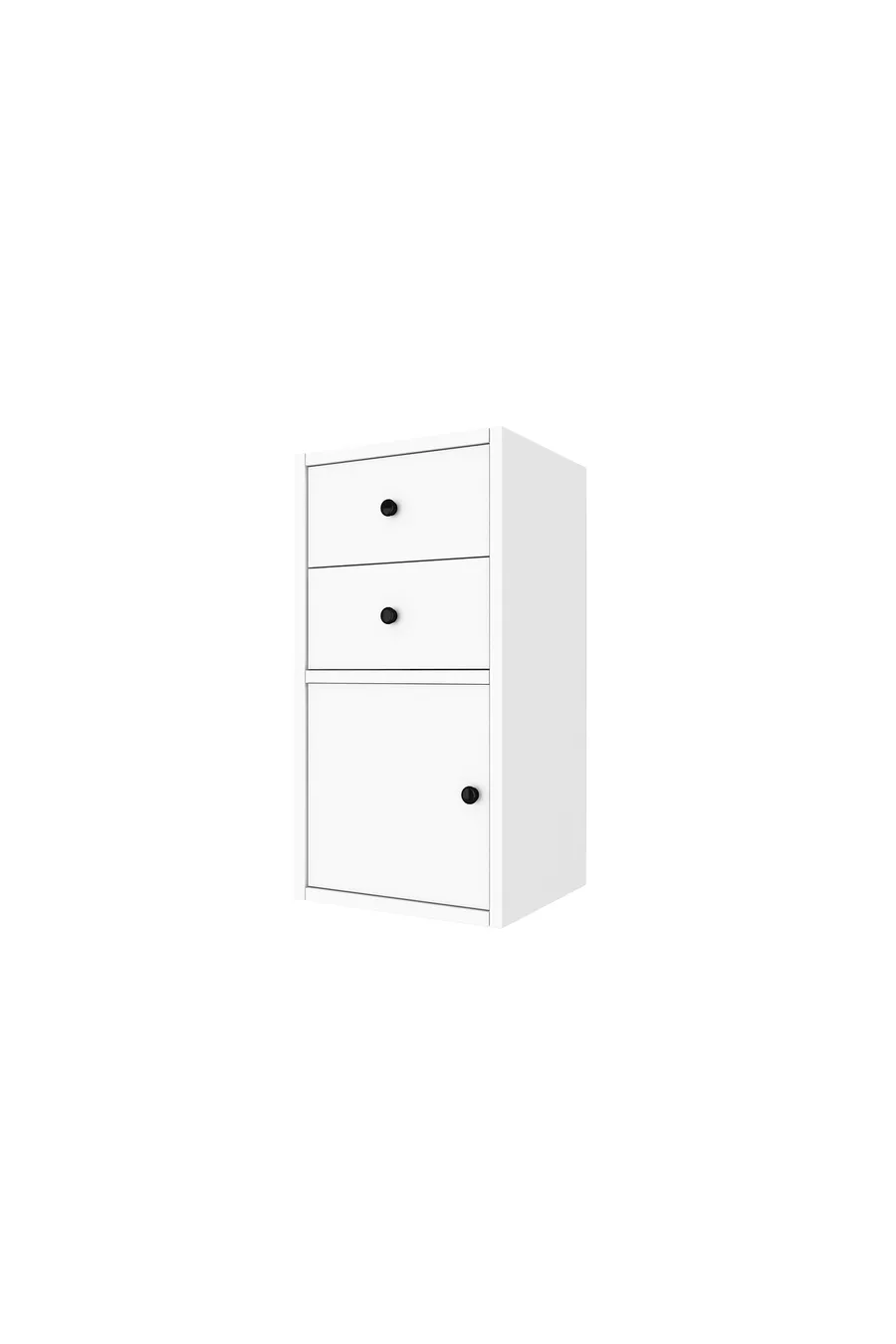 Table de chevet moderne blanche Eva à deux tiroirs et une porte