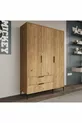 Armoire Aden à 3 portes avec tiroirs et paniers complets, penderie, armoire avec étagères