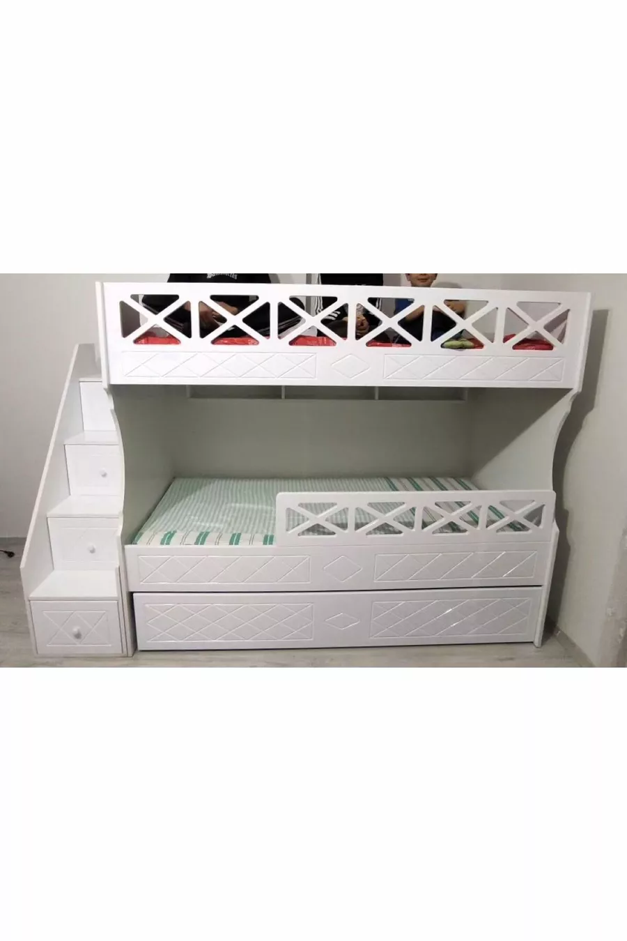 Lit superposé pour enfants modèle à motif blanc