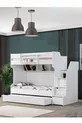 Lits superposés Ranza, courageux avec petit lit - Blanc, 3 matelas confort