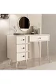 COIFFEUSE ROSE AVEC MIROIR (PIEDS EN BOIS) CADRE EN MDF, 4 TIROIRS, BLANC