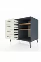 Commode Kronos 2 étagères 4 tiroirs Anthracite-Sapin/Mer de pierre