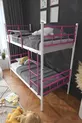 Lit superposé Koza Ranza compatible avec matelas, rose foncé, métal détachable