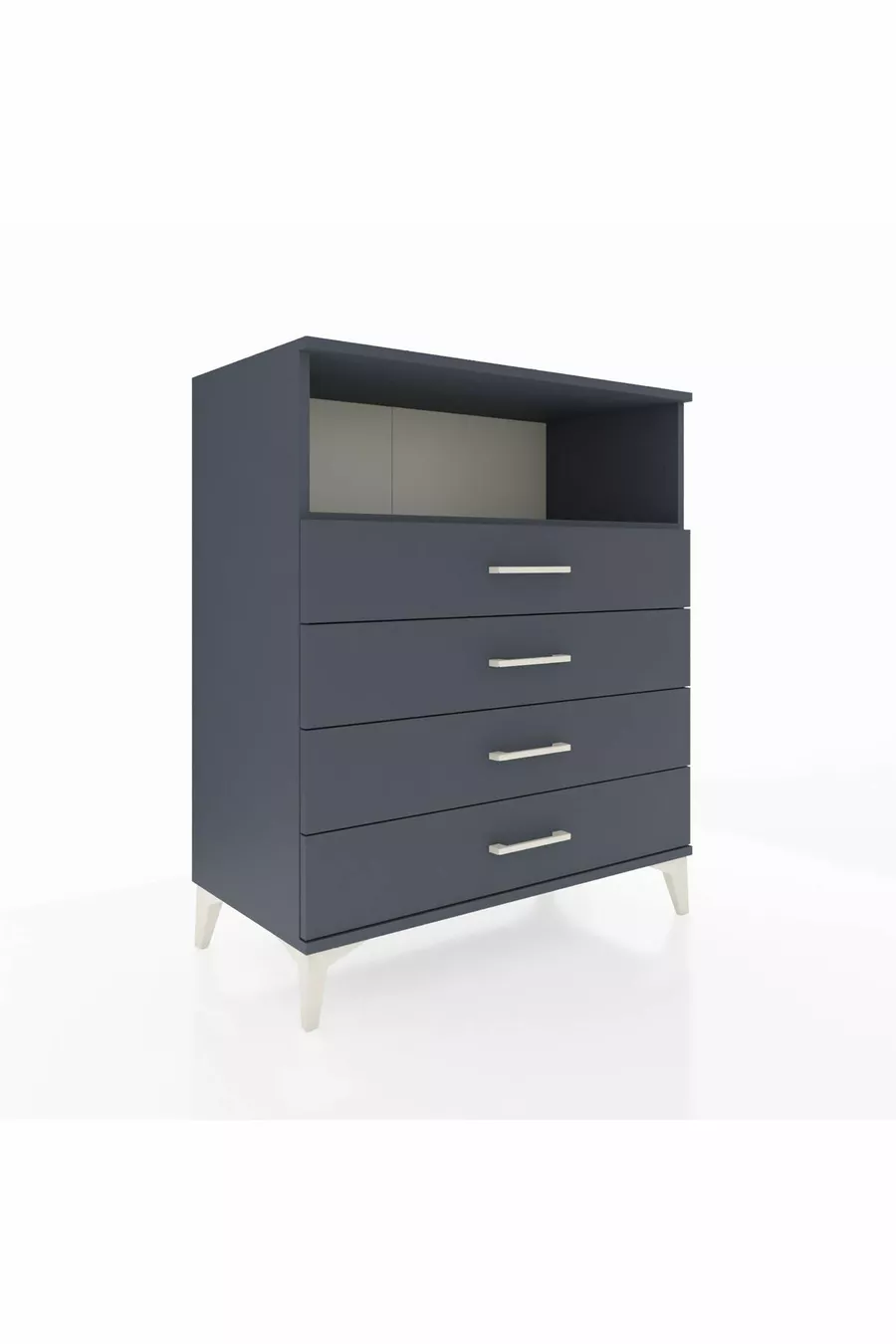 Commode Hyperion à une étagère et 4 tiroirs Anthracite-Anthracite