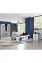 Chambre d'enfant - Lit voiture avec siège Audi, Armoire 3 portes Sports, Bureau, Commode - Blanc