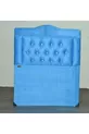Tête de lit simple en tissu matelassé turquoise avec motif plume de poulain