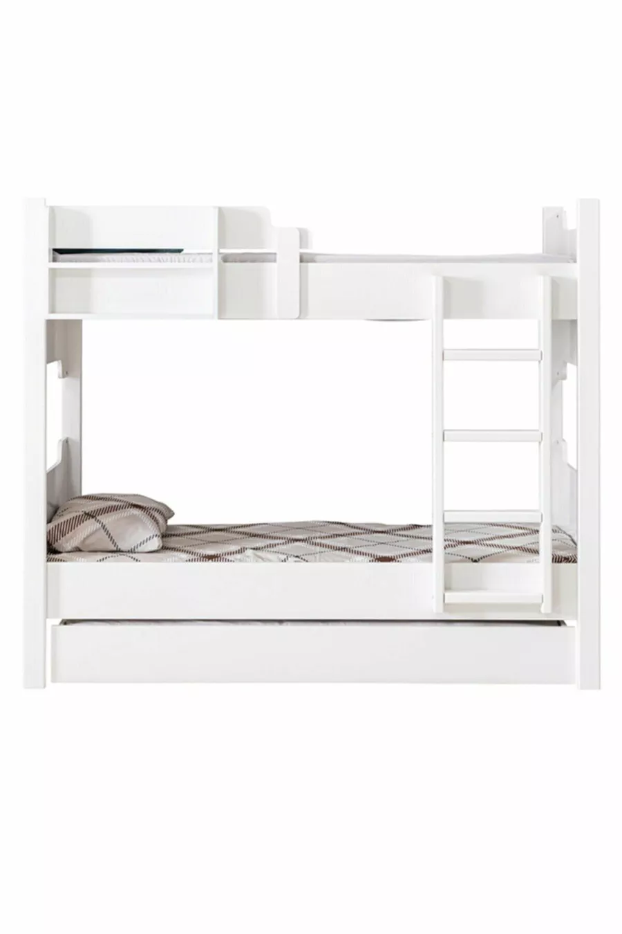 Lits superposés en profil MDF, lit superposé modulable Eurasia avec 3 matelas confort