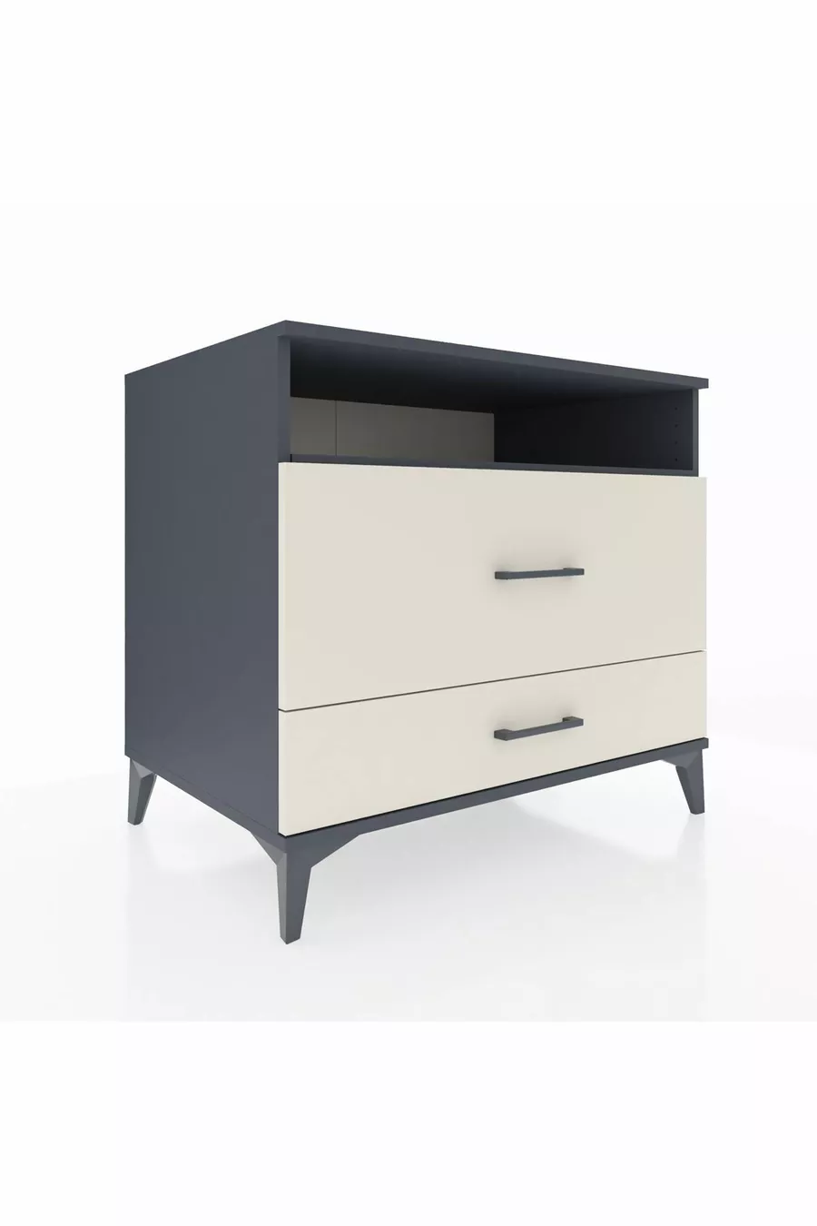 Commode Kronos avec une étagère et 2 tiroirs Anthracite-Pierre de Lune