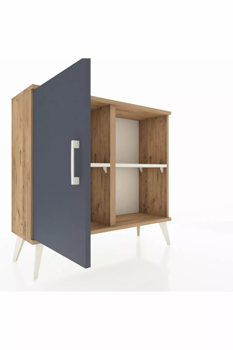 Commode Arges 2 étagères avec 1 porte Pin-Anthracite/Pierre de lune