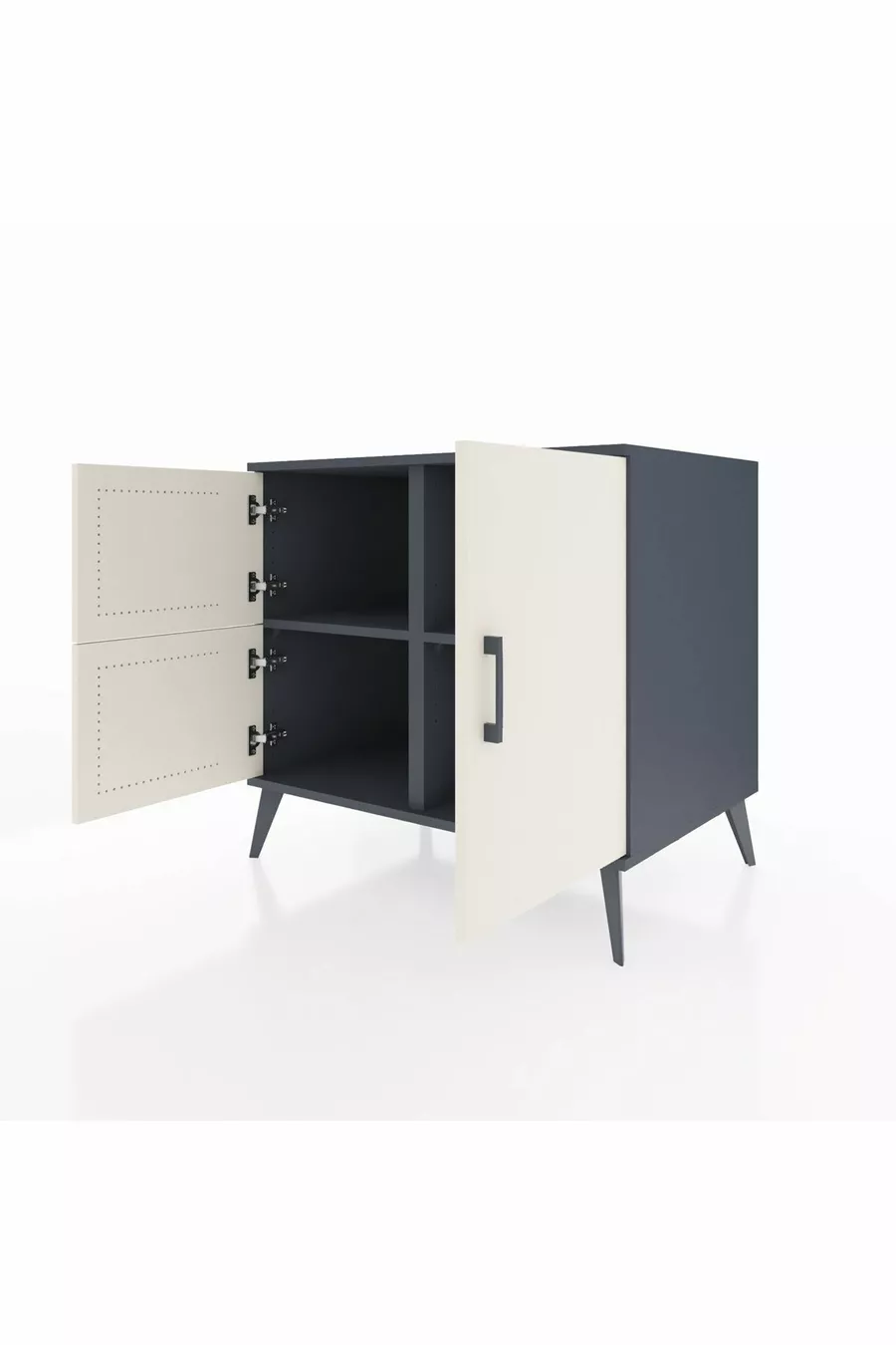 Commode Kronos 2 étagères 3 portes Anthracite-Pierre de lune/Anthracite