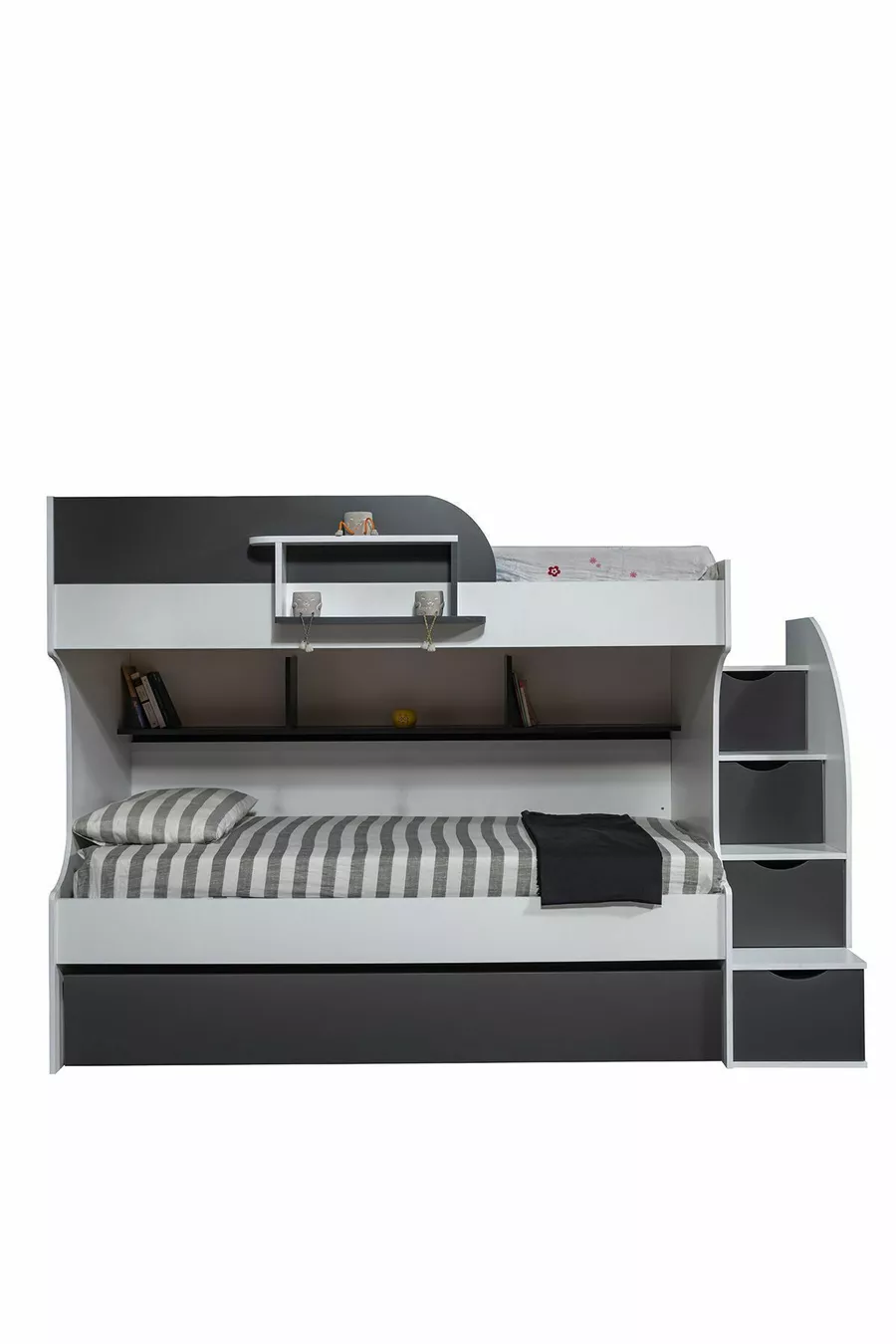 Lits superposés, Armoire pour lits superposés Aura avec 3 portes - Gris