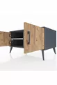 Commode Kronos 2 étagères 2 portes Anthracite-Pin/Gris pierre
