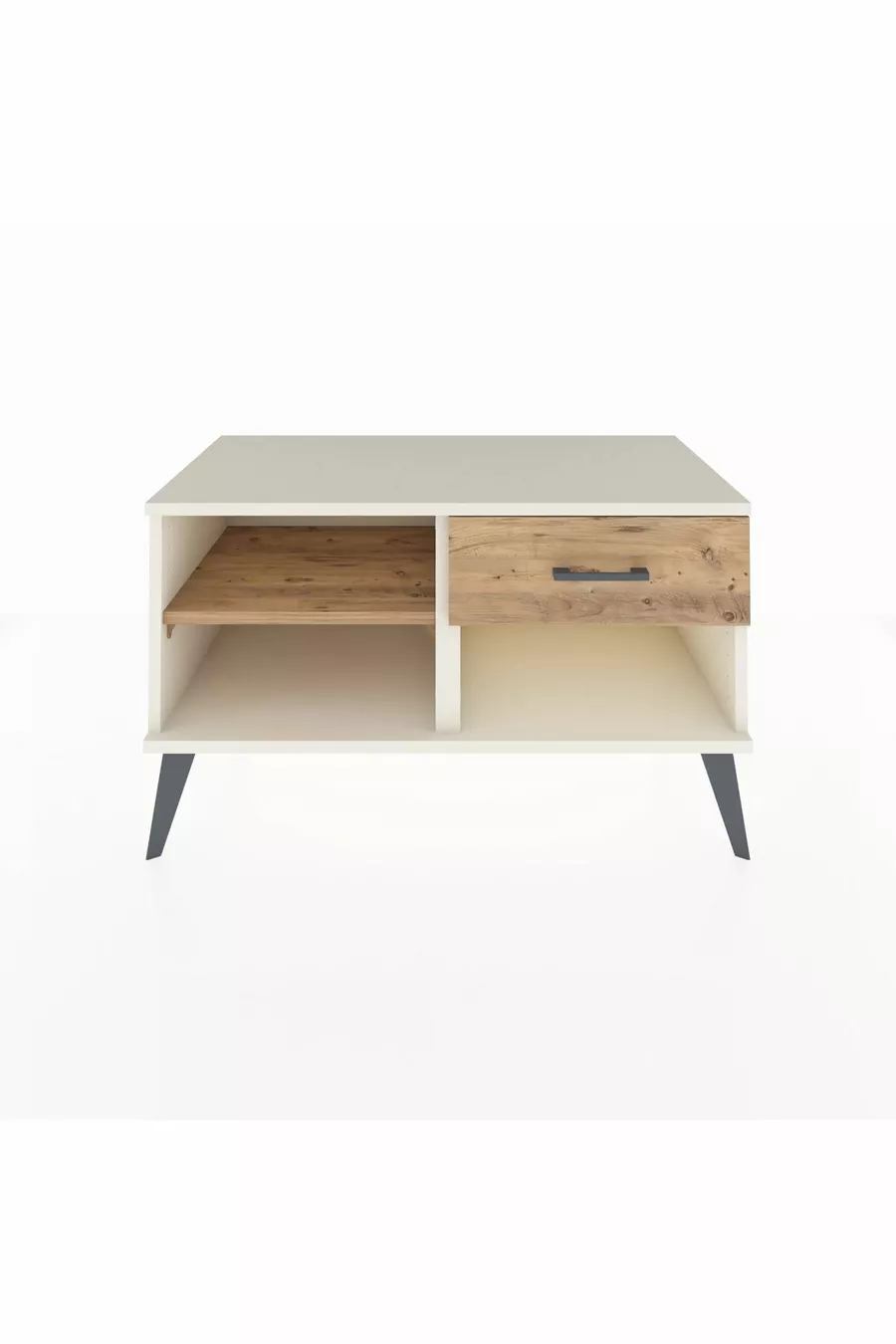 Commode Hyperion à une étagère et un tiroir, Pierre de lune-Pin