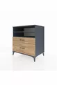 Commode Kronos 2 étagères 2 tiroirs Anthracite-Bois de pin