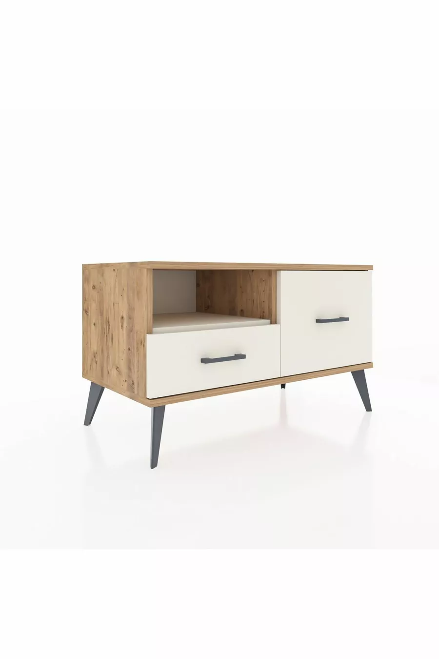 Commode Hyperion à une étagère et 2 tiroirs en pin-pierre d'onyx