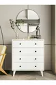 Commode Blanche Brillante 4 Tiroirs Country Commode Chevet en Bois