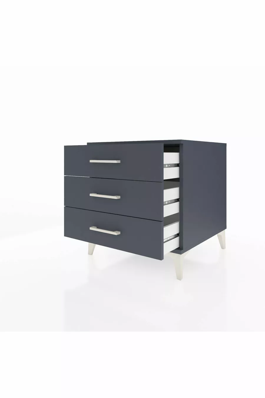 Table de chevet Kronos à 3 tiroirs Anthracite-Anthracite