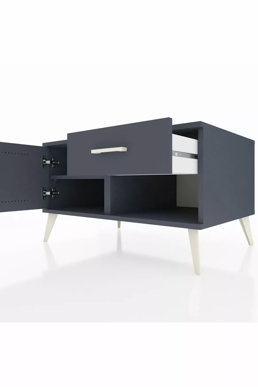 Commode Kronos avec une étagère, un tiroir et une porte, Anthracite-Anthracite