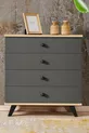 Commode Artemis Anthracite 4 tiroirs, Chevet, Sur pieds