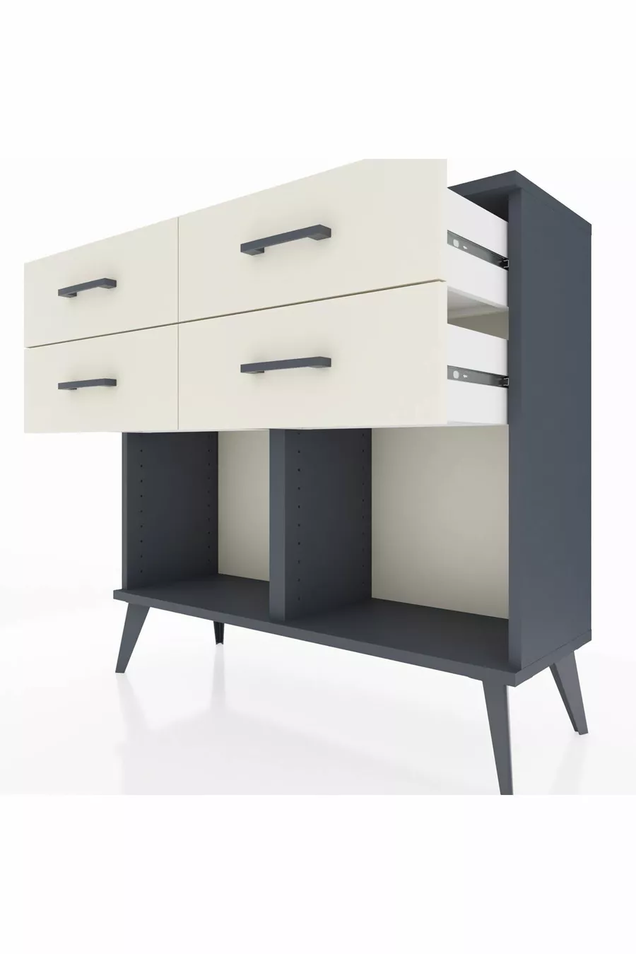Commode Arges 4 tiroirs Anthracite-Anthracite/Pierre de lune