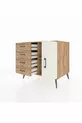 Commode Kronos avec une seule étagère, 4 tiroirs et une porte, Pin-Pierre d'onyx/Pin