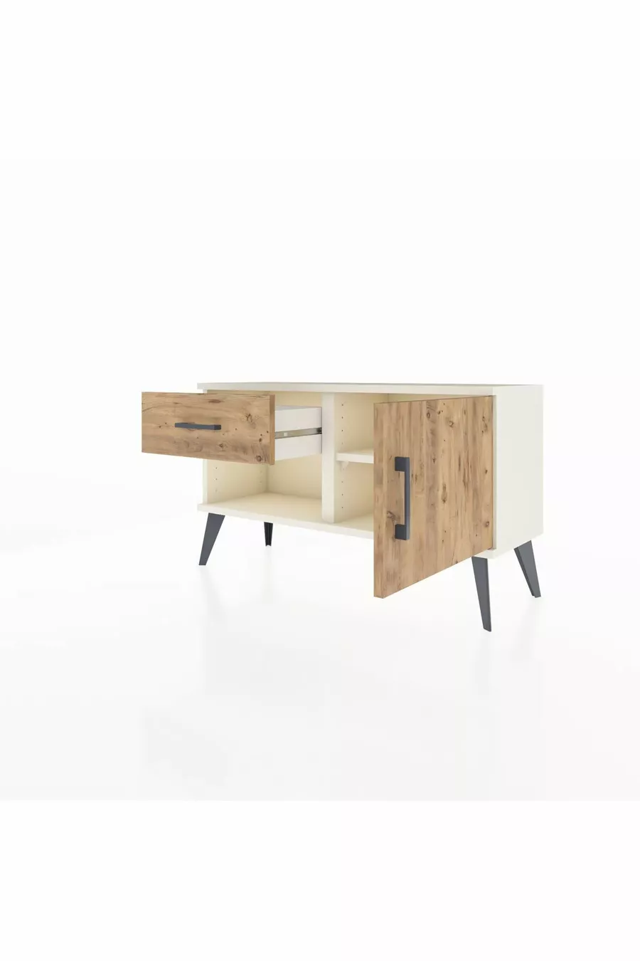 Commode Arges à une étagère, un tiroir et une porte en pierre d'onyx-pin