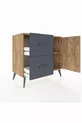 Commode Hyperion avec une seule étagère, 2 tiroirs et une porte, Pin-Pin/Anthracite