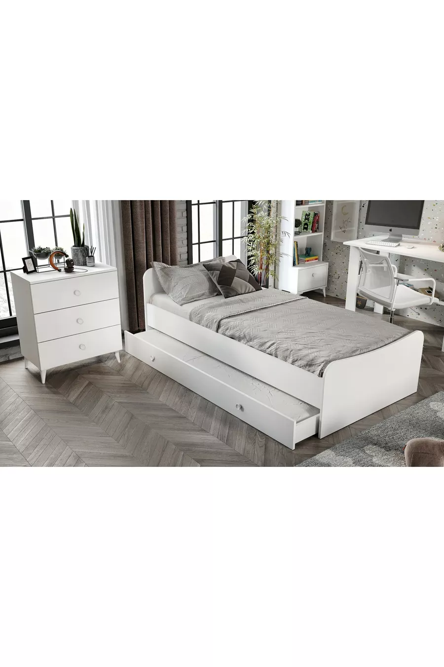 Ensemble de chambre d'enfant Selen blanc - 5 pièces, MDF de première qualité