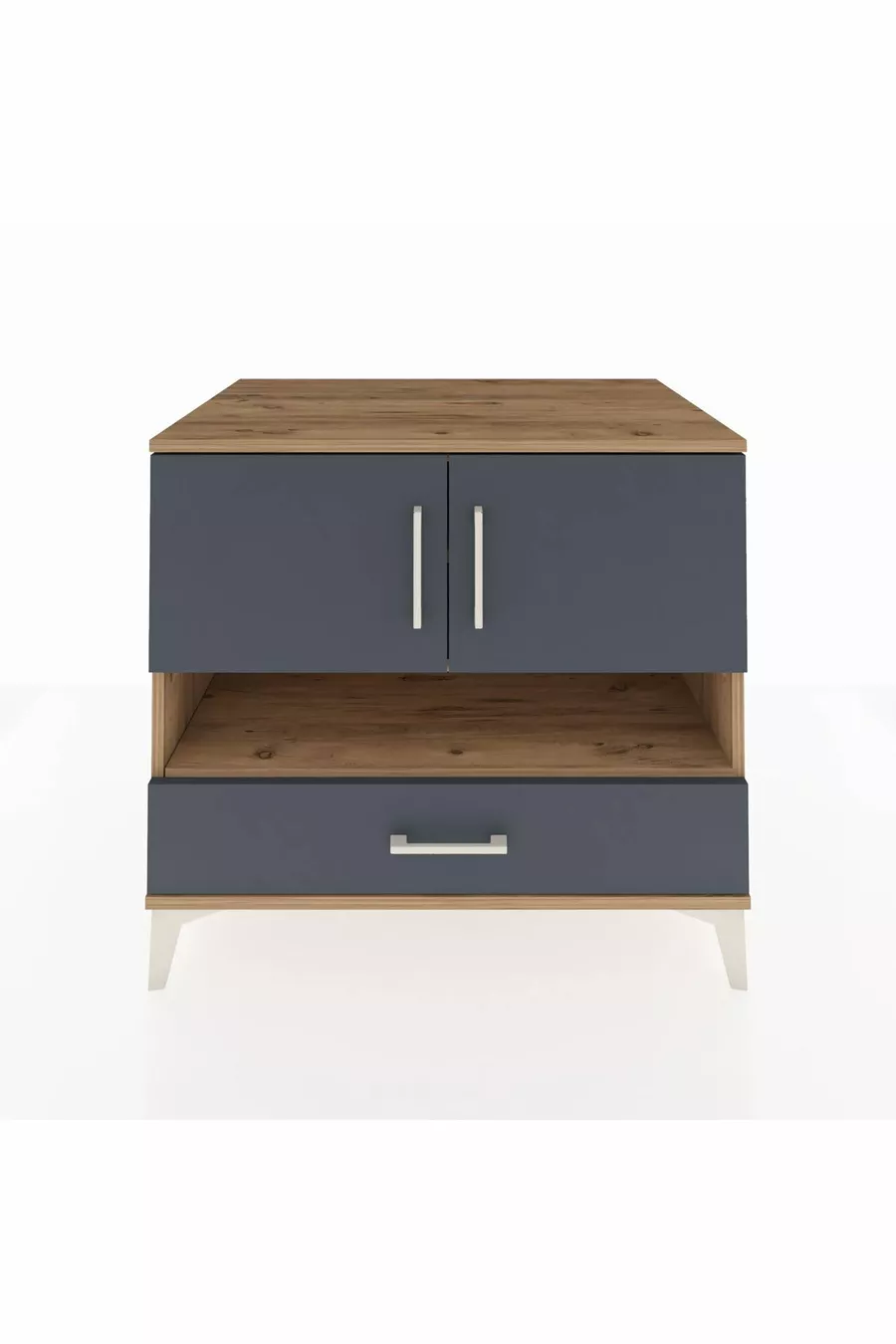 Commode Kronos 3 étagères 1 tiroir 2 portes Pin-Anthracite