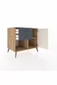Commode Kronos à une étagère, 2 tiroirs et une porte, pin-gris anthracite