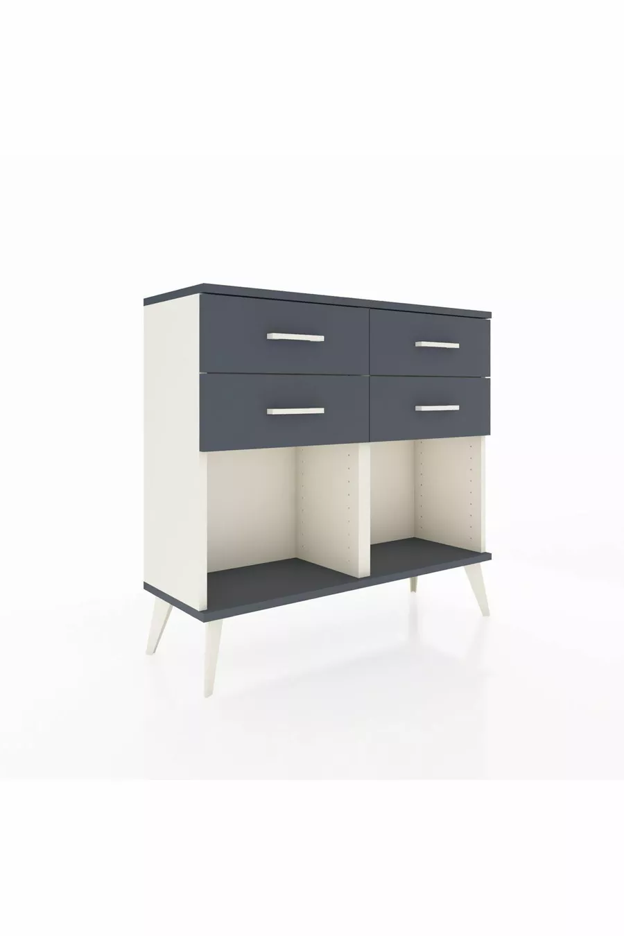 Commode Arges 4 tiroirs Pierre de lune-Anthracite