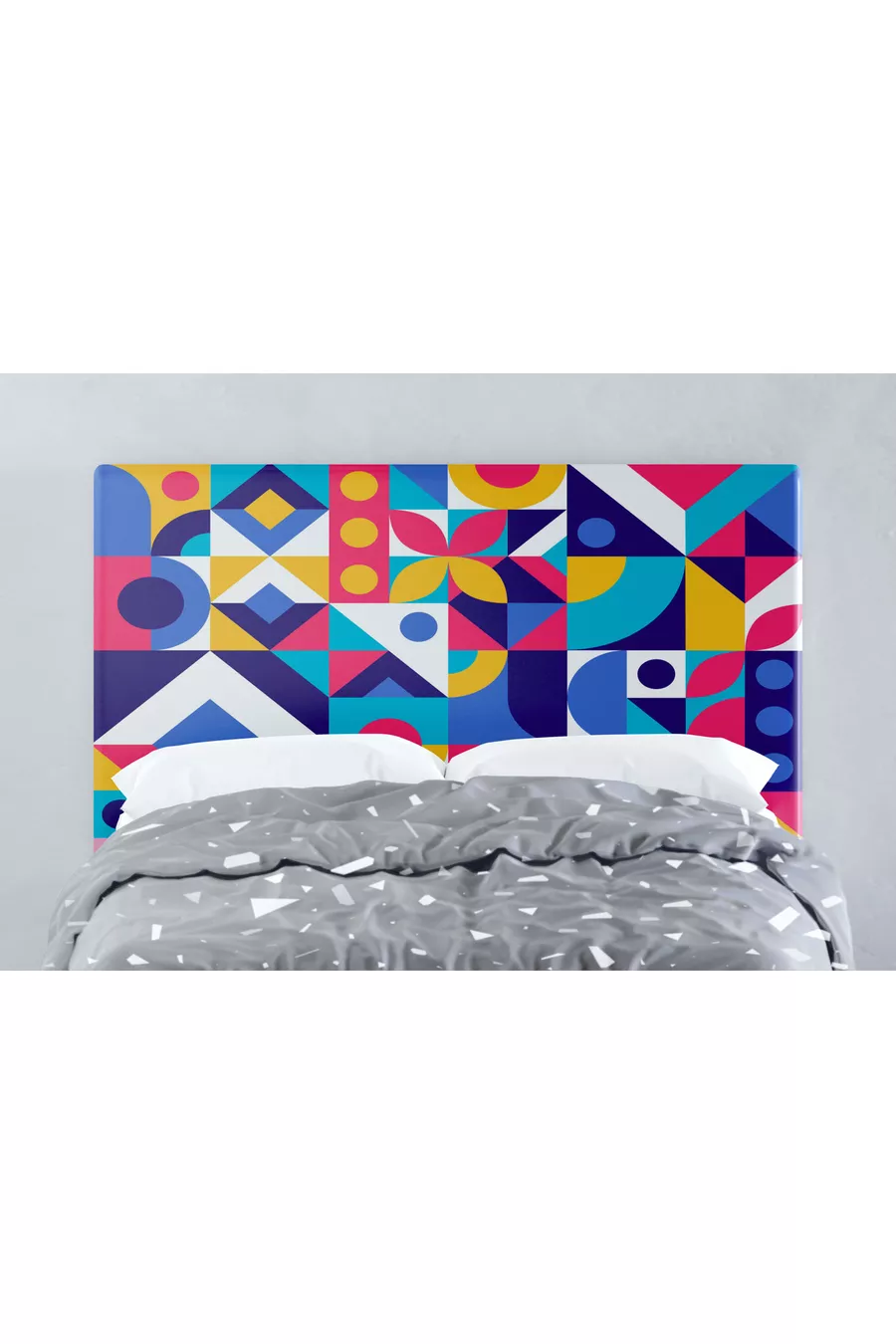 Housse de tête de lit à motif géométrique coloré