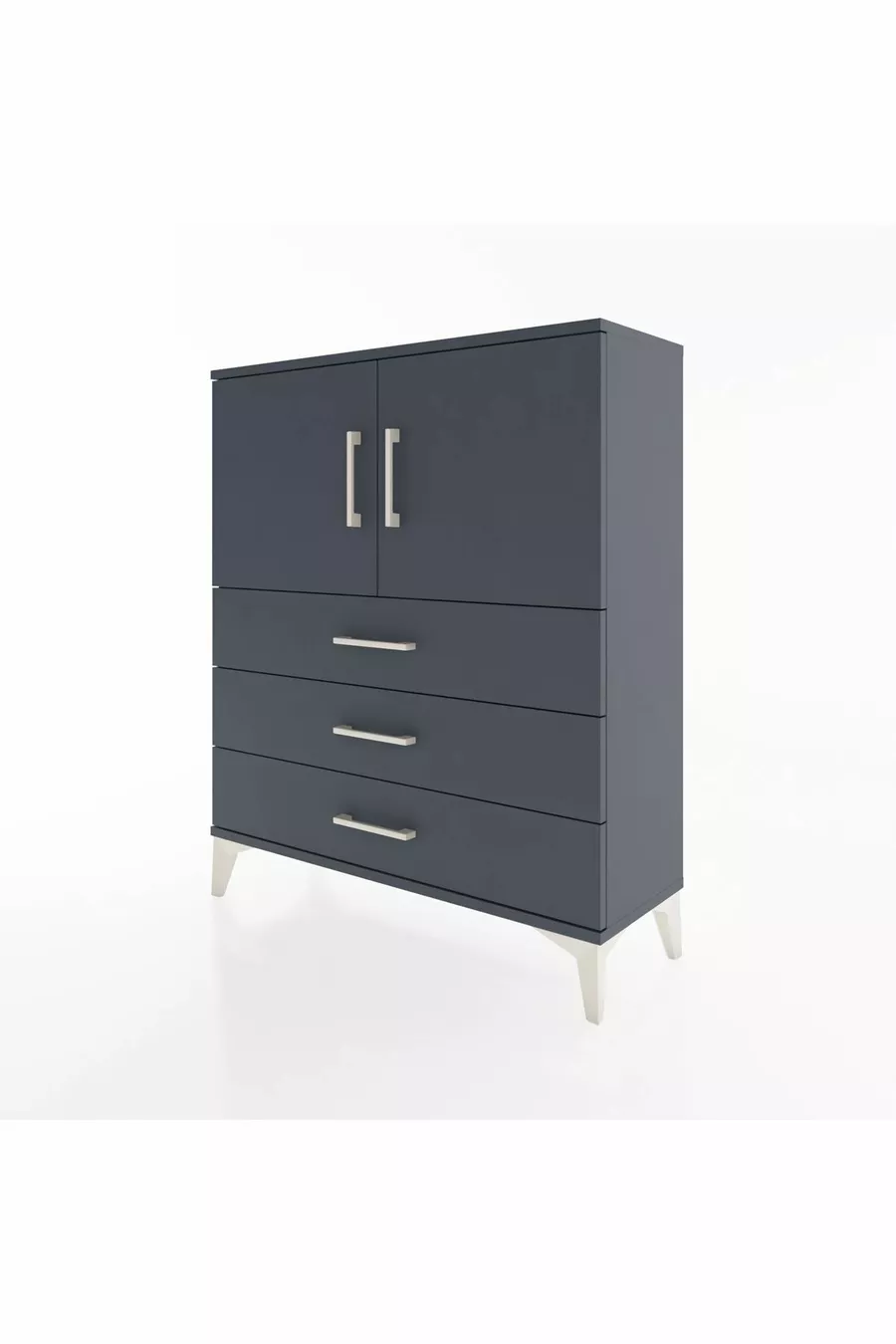 Commode Arges avec 2 étagères, 3 tiroirs et 2 portes, Anthracite-Anthracite