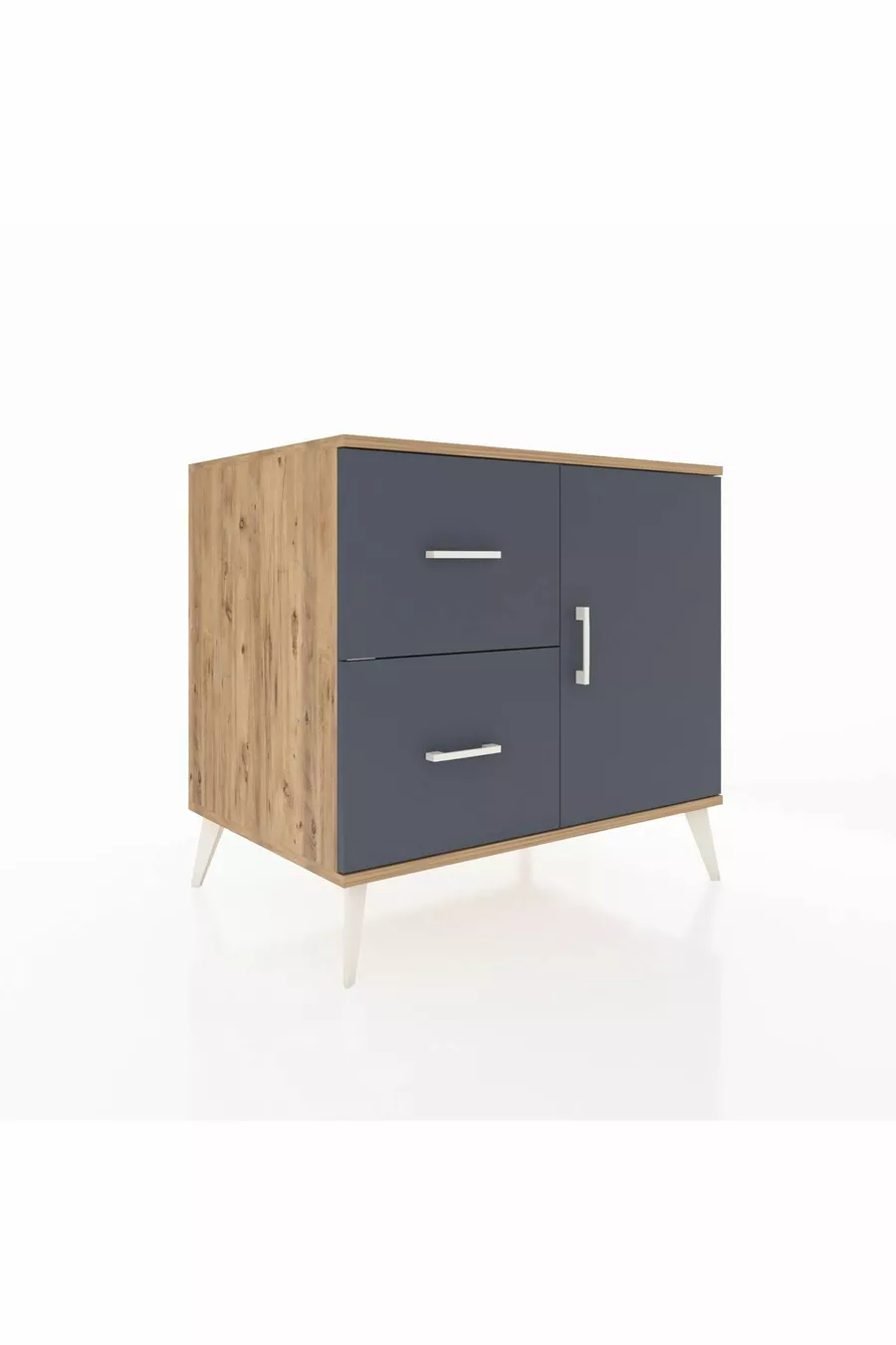 Commode Kronos avec une étagère, 2 tiroirs et une porte, pin-anthracite
