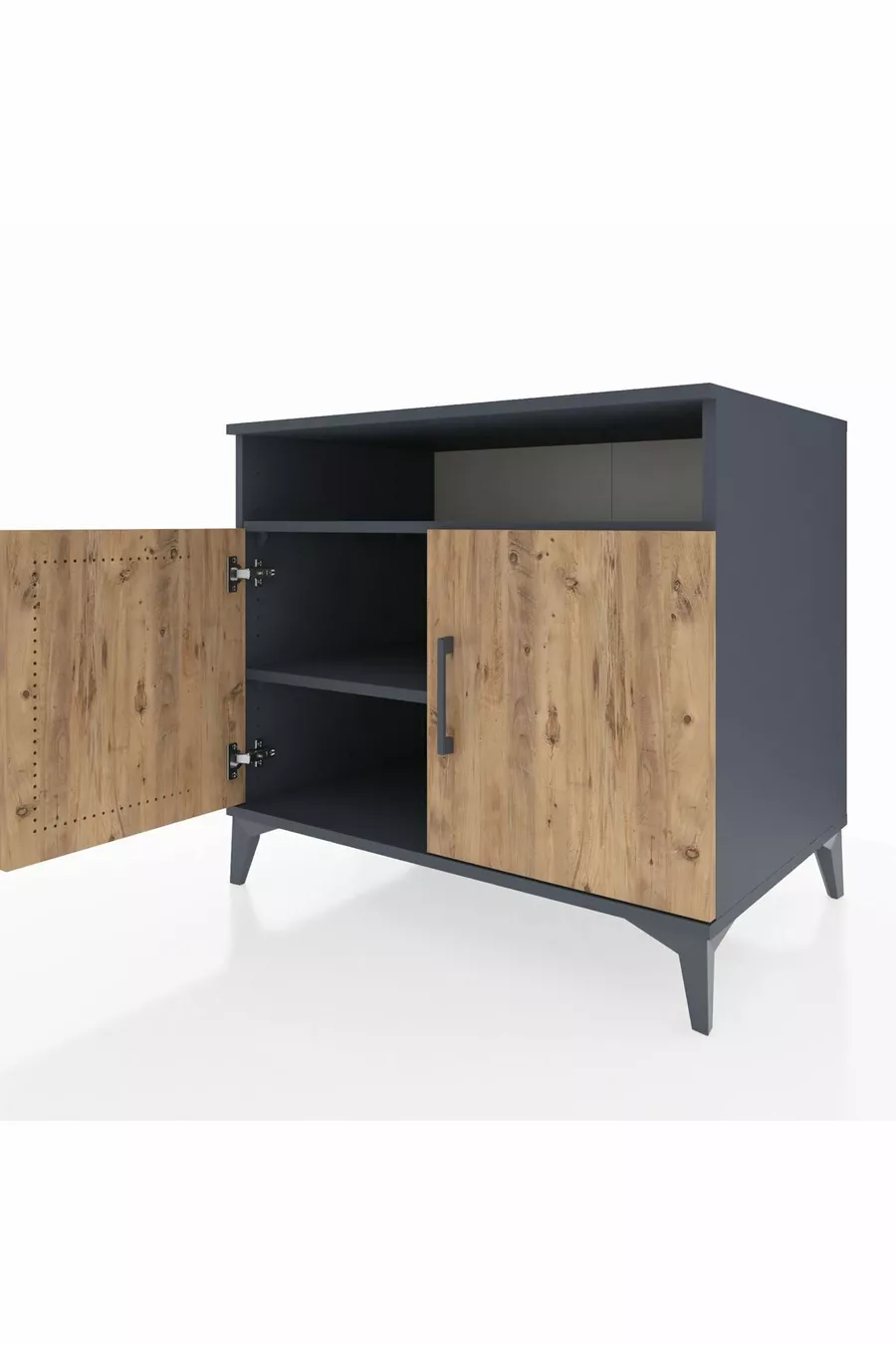 Commode Kronos 2 étagères 2 portes Anthracite-Sapin