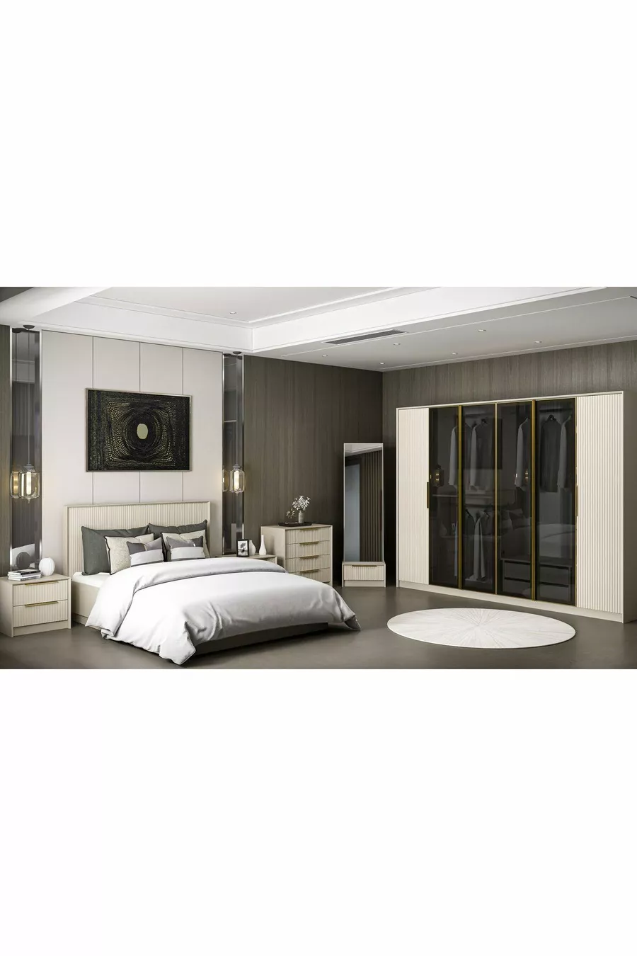 Ensemble de chambre à coucher Kale Luxe - grès - Set 1