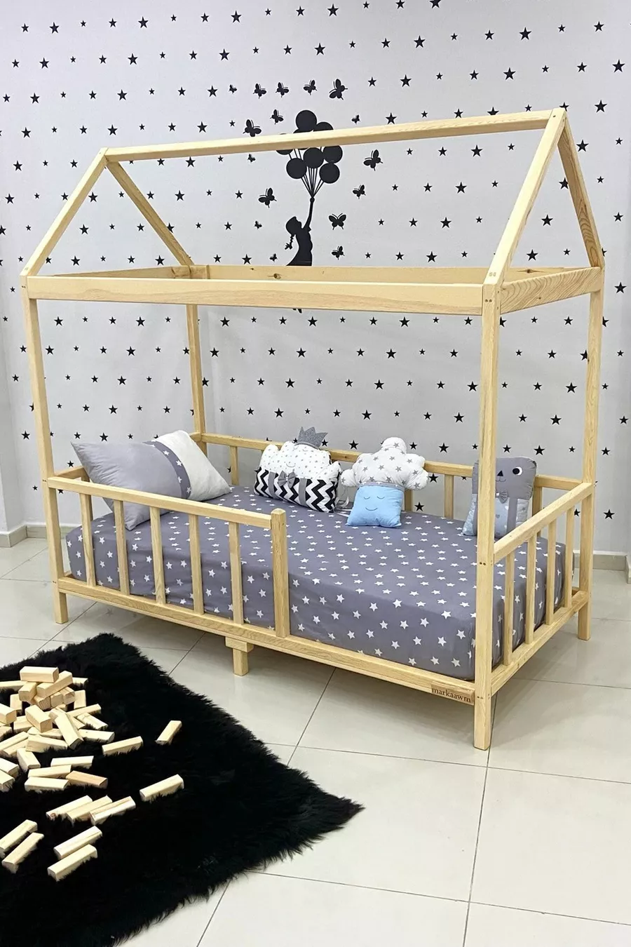 Lit Superposé Montessori Markaawm en Pin Naturel Eda