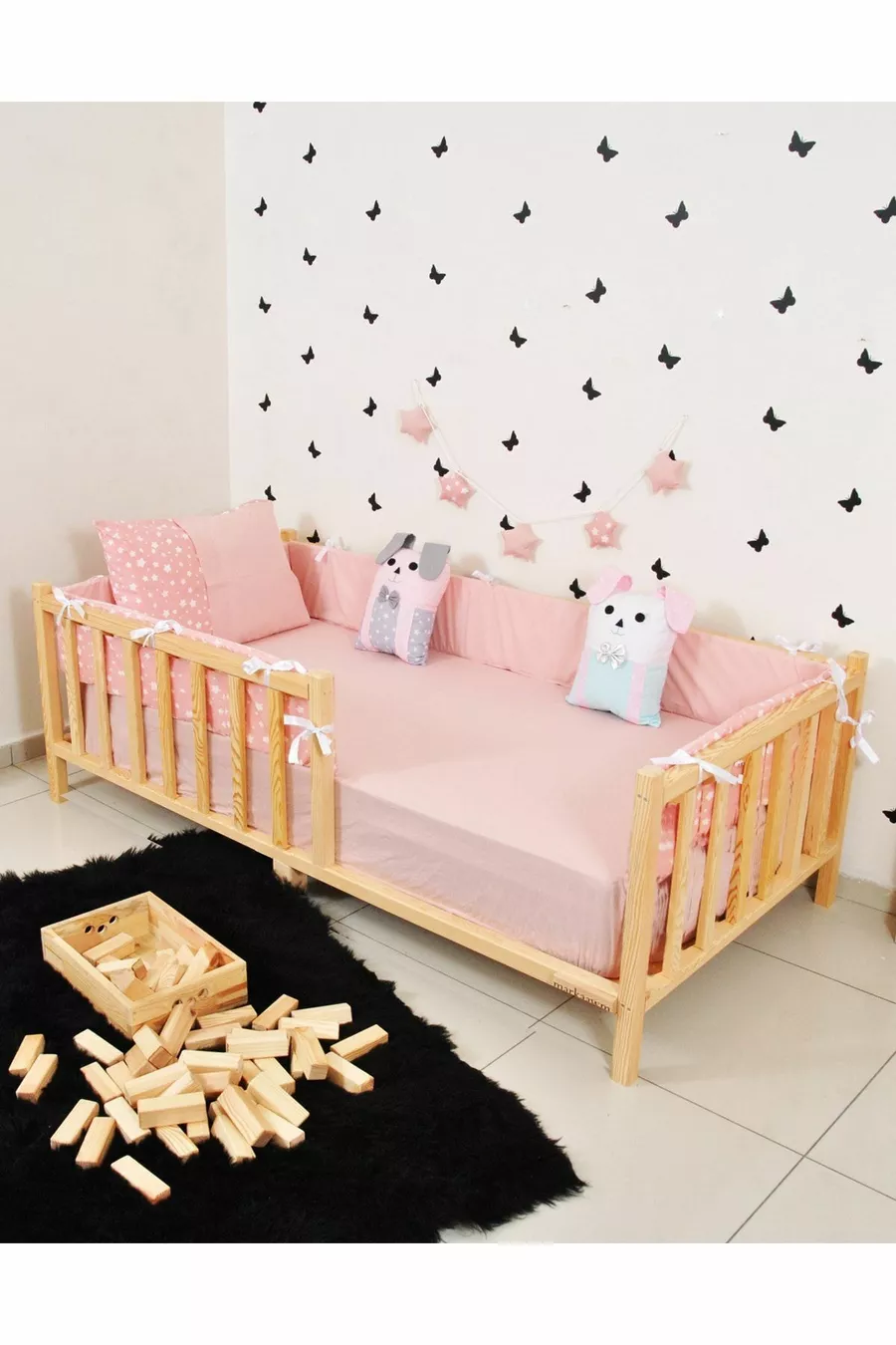 Lit Montessori Lit pour Enfant Lit en Pin Naturel Nil