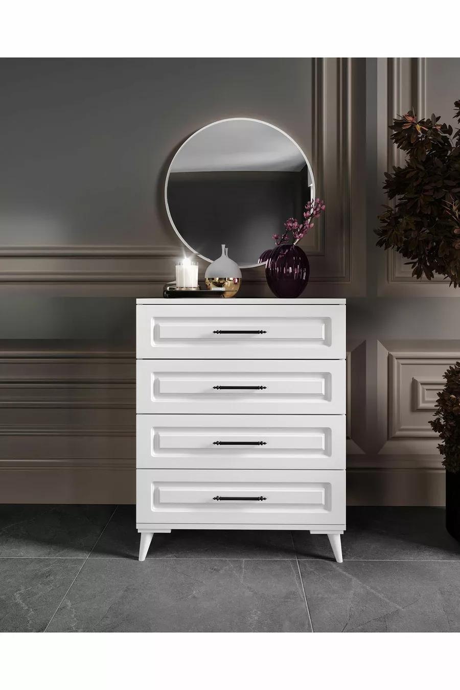 Ensemble de chambre à coucher complet en MDF blanc avec 6 portes, montage gratuit