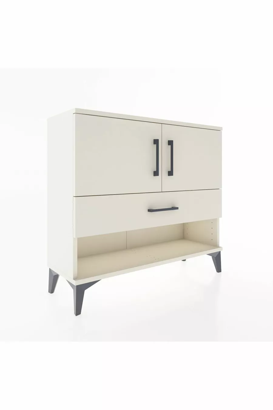 Commode Arges 2 étagères, 1 tiroir, 2 portes, Pierre de lune-Pierres de lune