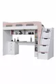 Lit superposé, bureau et bibliothèque Troya - Rose