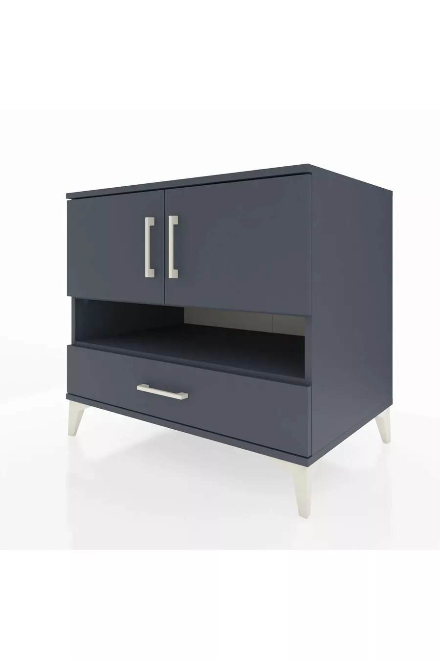Commode Kronos avec 3 étagères, 1 tiroir et 2 portes, Anthracite-Anthracite