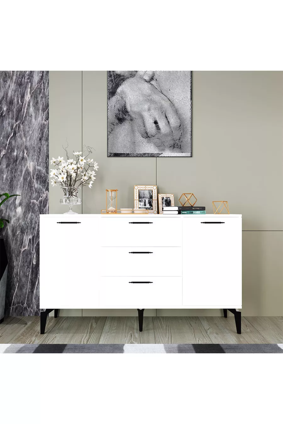 Armoire Polyvalente Almata, Console Moderne, Meuble de Cuisine, Commode