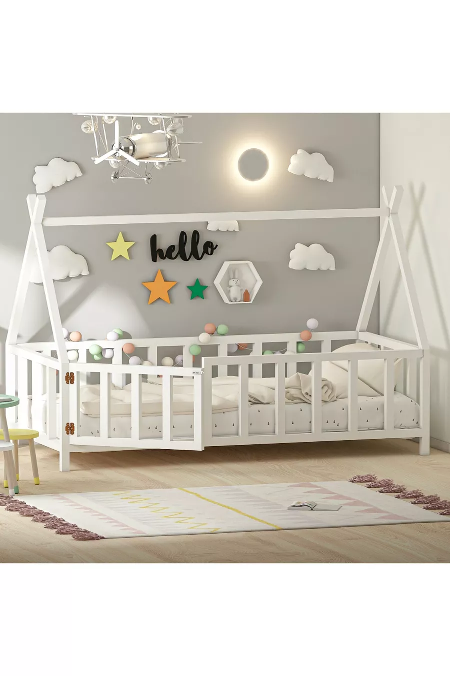 Lit Joy Montessori avec porte blanche *