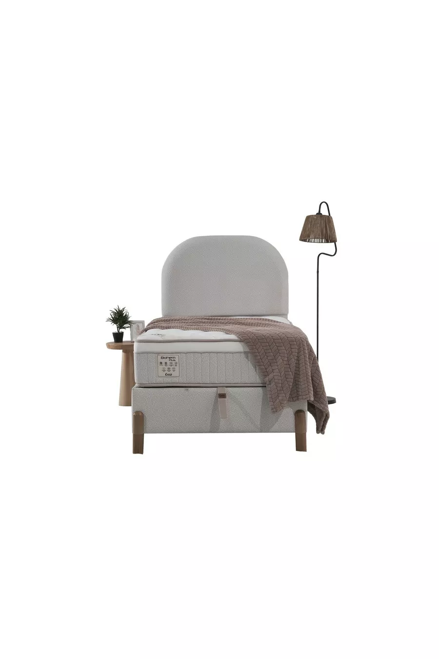 Ensemble de couchage individuel Bohem Plus – Matelas à ressorts ensachés, sommier coffre, ensemble complet