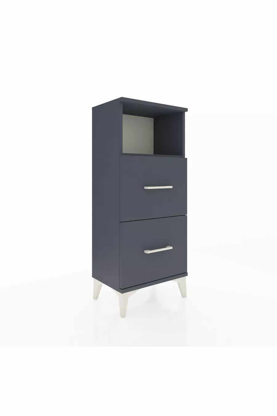 Chevet Arges à une étagère et 2 tiroirs Anthracite-Anthracite