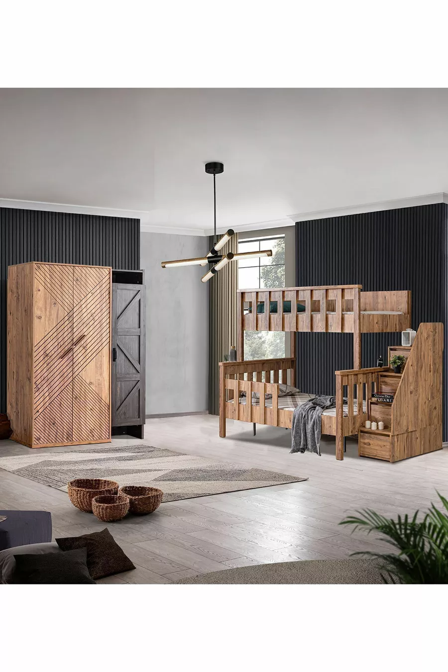 Lits superposés, Lit superposé Deluxe Séparable avec Armoire 3 Portes Élitaire