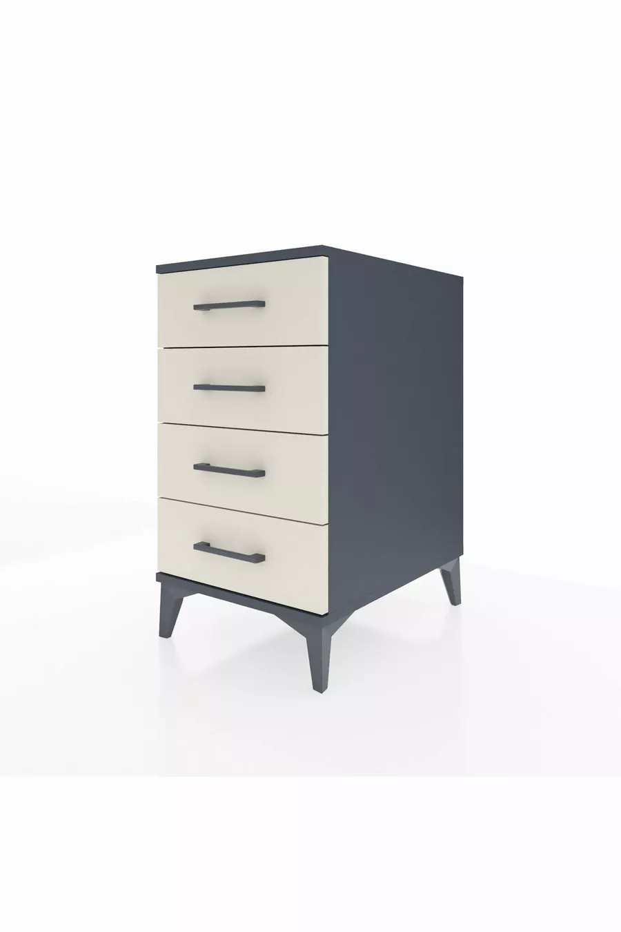 Table de chevet Kronos à 4 tiroirs Anthracite-Pierre de lune