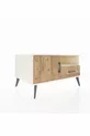 Commode Kronos 2 étagères, 1 tiroir, 1 porte, Pierre de lune-Pin